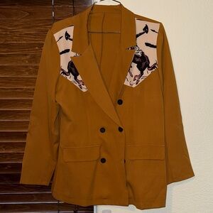 Women's Tan Double-Breasted Jacket